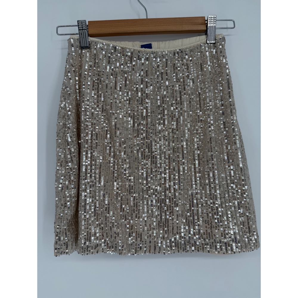 Old Navy Womens Sequin Mini Skirt Champagne Gold Sparkly Party NEW Sz XS
